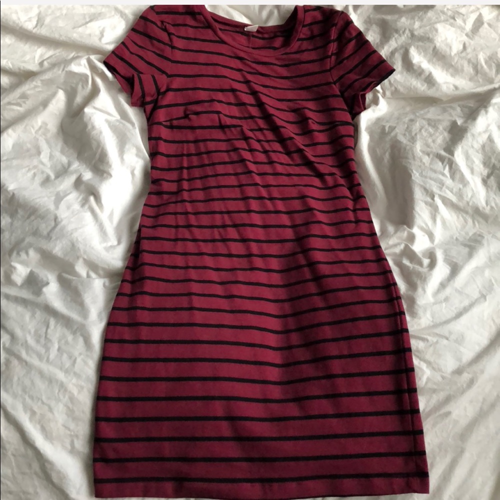 BOGO Maroon and Black Striped bodycon dress